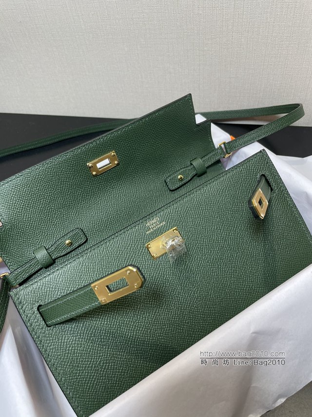 Hermes女包 愛馬仕Kelly woc小挎包 英國綠epsom皮凱麗斜挎包  tdh2336